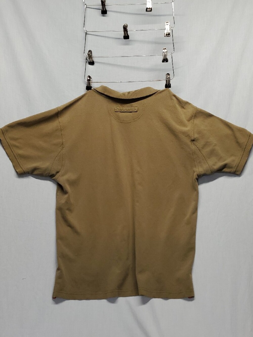 Duluth Trading Co Men’s Tan Polo with Orange Accent #312 - Picture 3 of 5